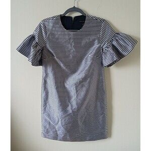 Banana Republic Petite Mini Sheath Dress Striped Ruffle Sleeve Navy White Size 4